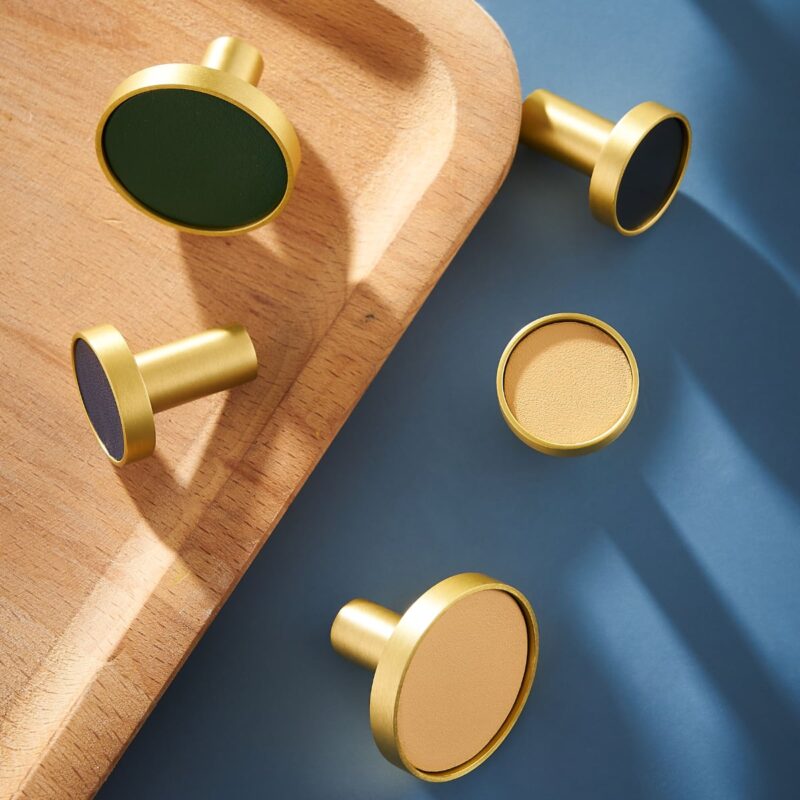 BEETHAM Solid Brass & Leather Furniture Knobs 7 BEETHAM Solid Brass & Leather Furniture Knobs