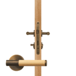 BEETHAM Solid Brass & Leather Lever Door Handles in Antique Brass