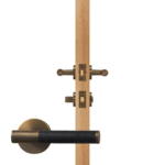 BEETHAM Solid Brass & Leather Lever Door Handles in Antique Brass