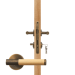 BEETHAM Solid Brass & Leather Lever Door Handles in Antique Brass