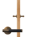 BEETHAM Solid Brass & Leather Lever Door Handles in Antique Brass