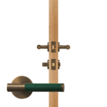 BEETHAM Solid Brass & Leather Lever Door Handles in Antique Brass