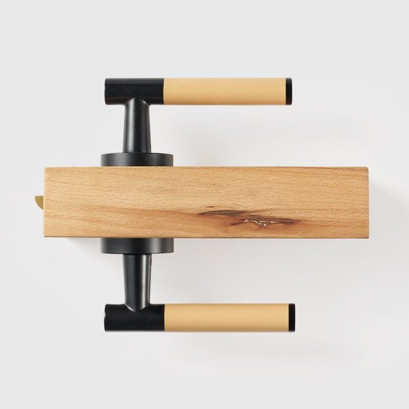 BEETHAM Solid Brass & Leather Lever Door Handles in Matte Black