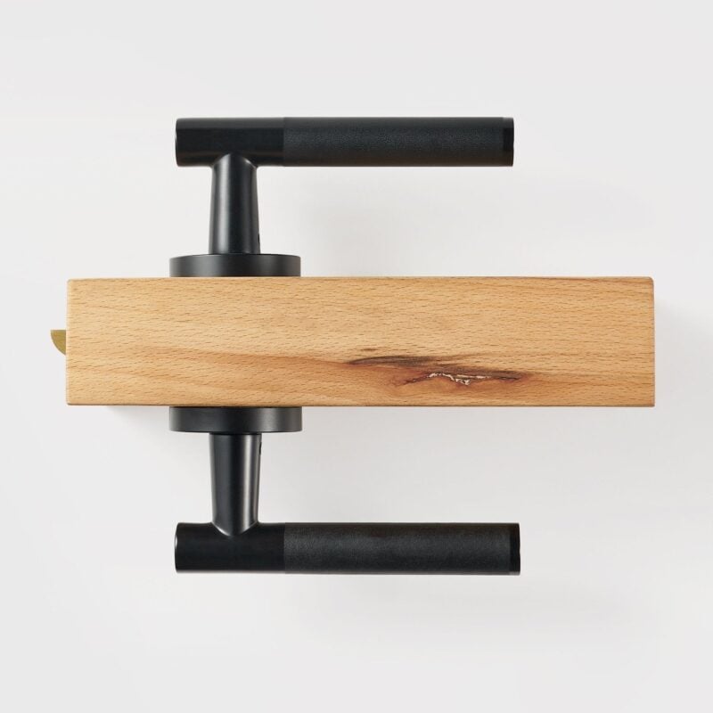 BEETHAM Solid Brass & Leather Lever Door Handles in Matte Black