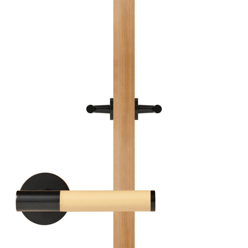 BEETHAM Solid Brass & Leather Lever Door Handles in Matte Black