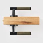 BEETHAM Solid Brass & Leather Lever Door Handles in Matte Black