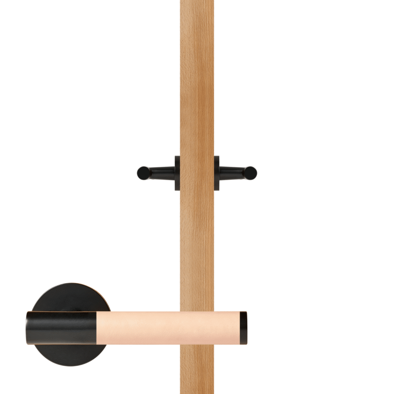 BEETHAM Solid Brass & Leather Lever Door Handles in Matte Black