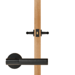 BEETHAM Solid Brass & Leather Lever Door Handles in Matte Black