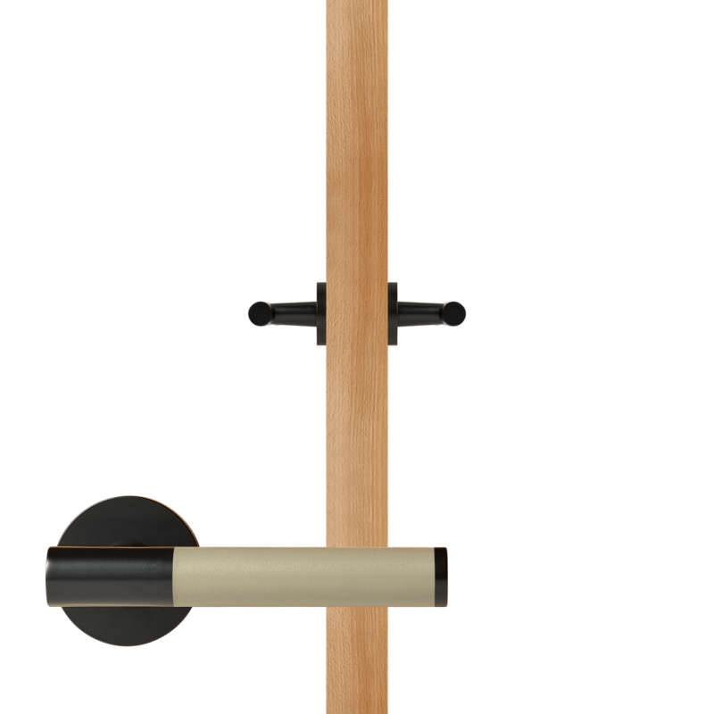 BEETHAM Solid Brass & Leather Lever Door Handles in Matte Black