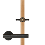 BEETHAM Solid Brass & Leather Lever Door Handles in Matte Black