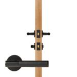 BEETHAM Solid Brass & Leather Lever Door Handles in Matte Black