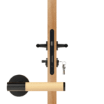 BEETHAM Solid Brass & Leather Lever Door Handles in Matte Black