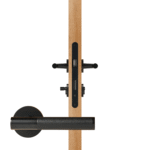 BEETHAM Solid Brass & Leather Lever Door Handles in Matte Black