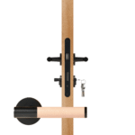 BEETHAM Solid Brass & Leather Lever Door Handles in Matte Black