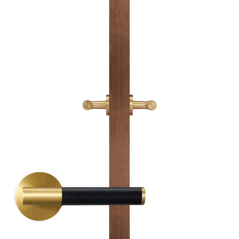 BEETHAM Türgriffe aus massivem Messing und Leder in Satin Messing