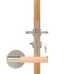 BEETHAM Solid Brass & Leather Lever Door Handles in Satin Nickel