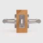 BEETHAM Solid Brass & Leather Lever Door Handles in Satin Nickel