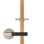 BEETHAM Solid Brass & Leather Lever Door Handles in Satin Nickel