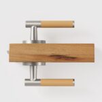 BEETHAM Solid Brass & Leather Lever Door Handles in Satin Nickel