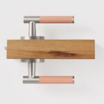 BEETHAM Solid Brass & Leather Lever Door Handles in Satin Nickel