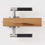 BEETHAM Solid Brass & Leather Lever Door Handles in Satin Nickel