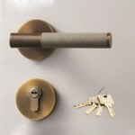 BEETHAM Solid Brass & Leather Lever Door Handles in Antique Brass