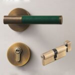 BEETHAM Solid Brass & Leather Lever Door Handles in Antique Brass