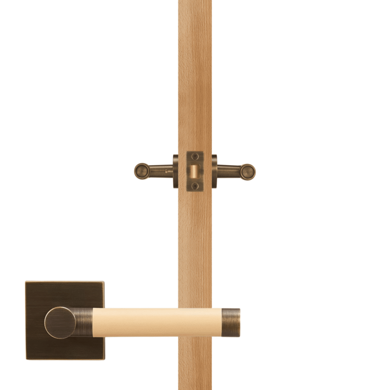 BEETHAM Messing & Lederen deurkrukken - carré-rozet