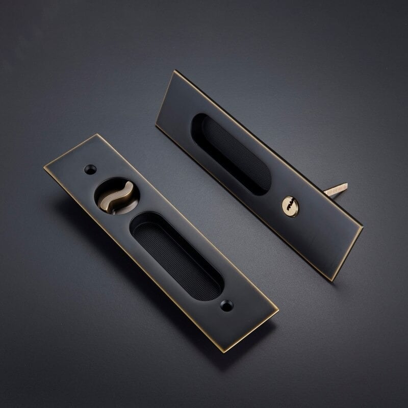 BOR Manilla y cerradura de latón macizo para puerta corredera empotrada