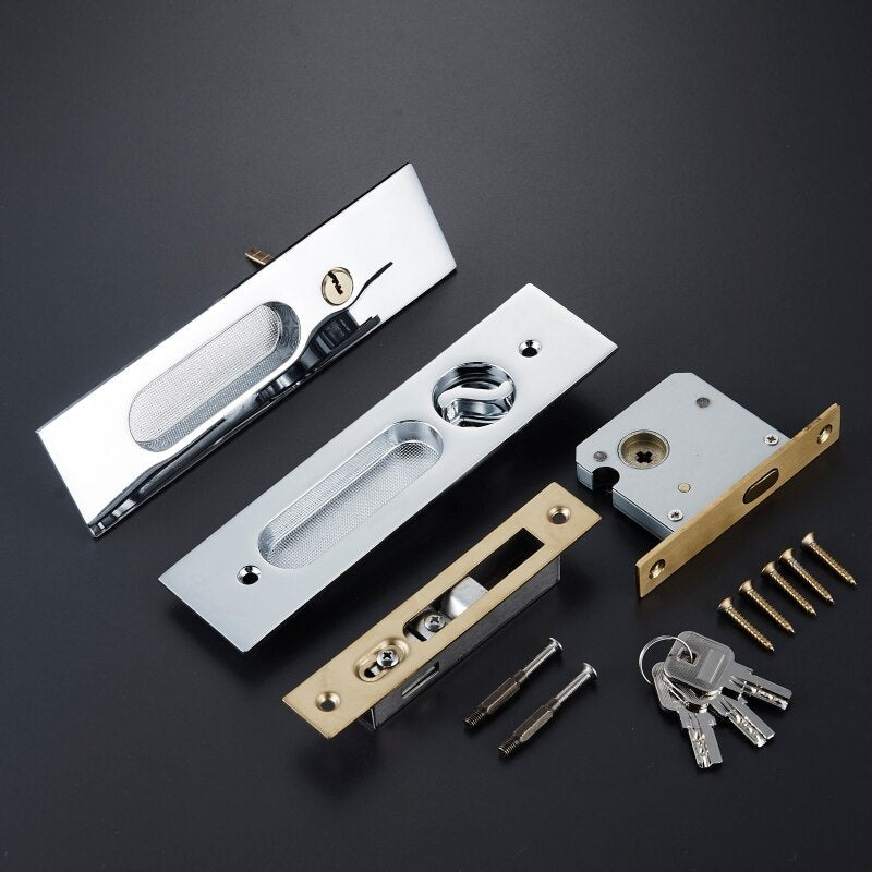 BOR Manilla y cerradura de latón macizo para puerta corredera empotrada