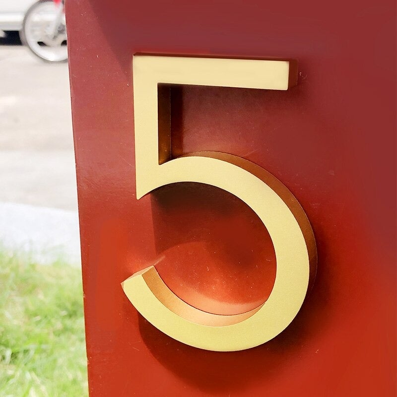 BROOKFIELD Satin Brass Floating House Number Sign
