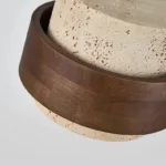 Lampada a sospensione CORA in pietra e noce