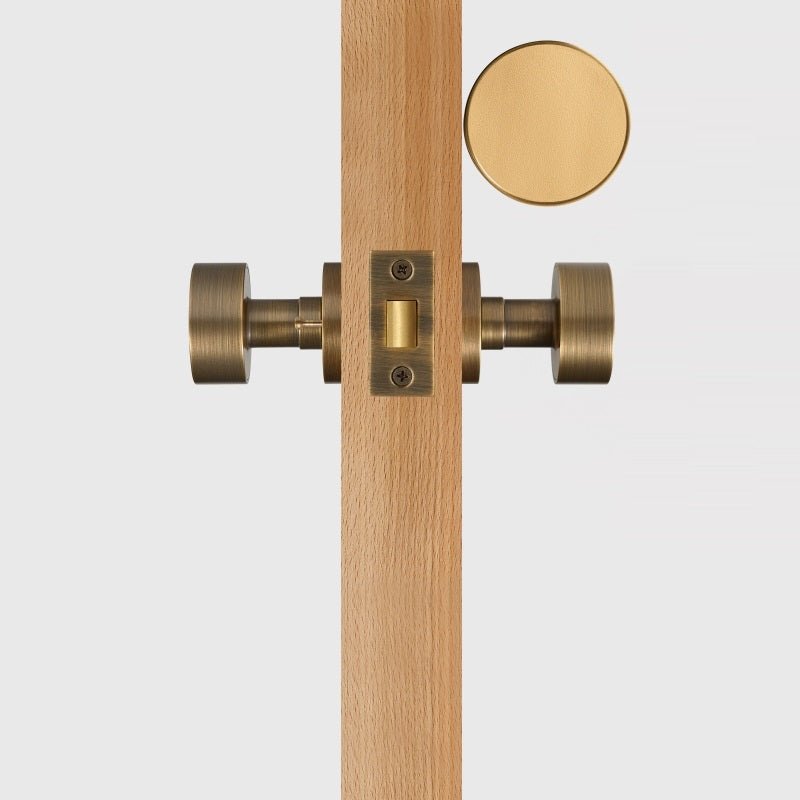 FERN Solid Brass & Leather Door Knob – Antique Brass