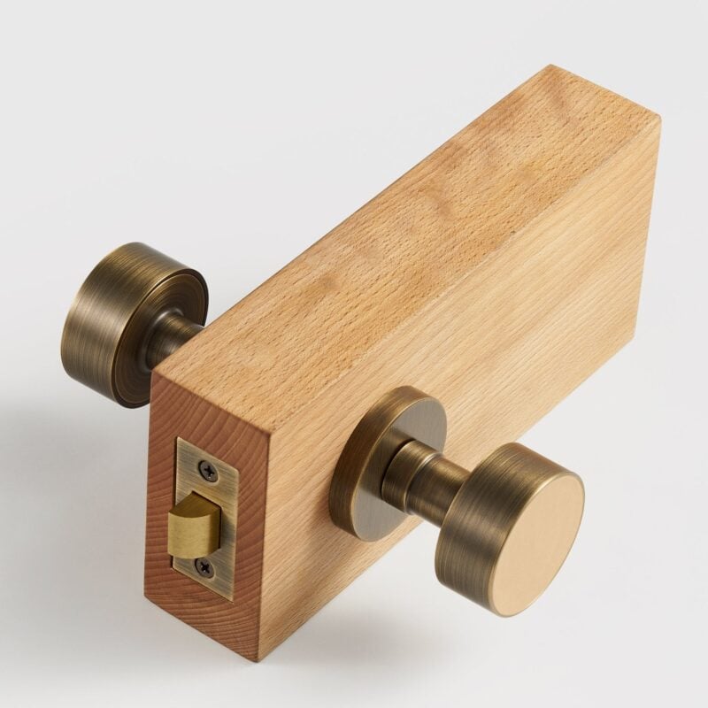 FERN Solid Brass & Leather Door Knob – Antique Brass