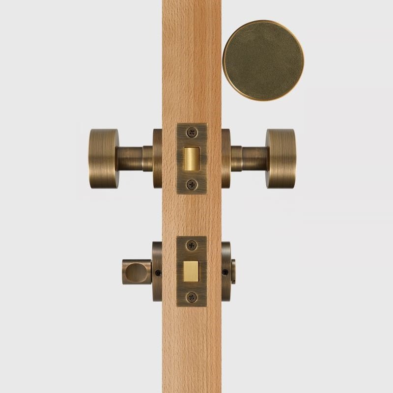 FERN Solid Brass & Leather Door Knob – Antique Brass