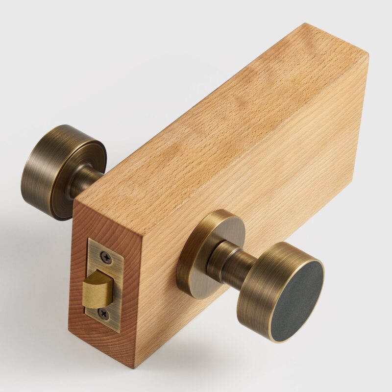 FERN Solid Brass & Leather Door Knob – Antique Brass