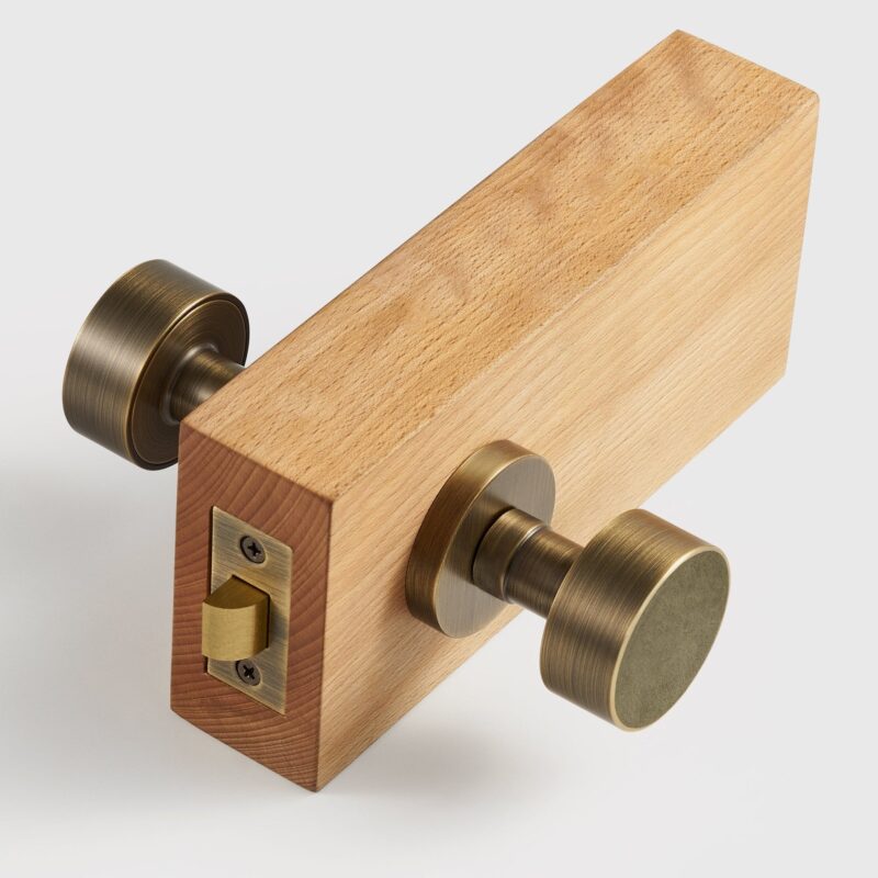 FERN Solid Brass & Leather Door Knob – Antique Brass