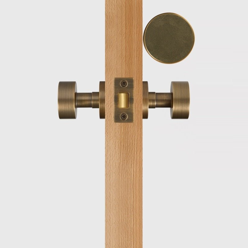 FERN Solid Brass & Leather Door Knob – Antique Brass