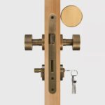 FERN Solid Brass & Leather Door Knob – Antique Brass