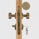 FERN Solid Brass & Leather Door Knob – Antique Brass