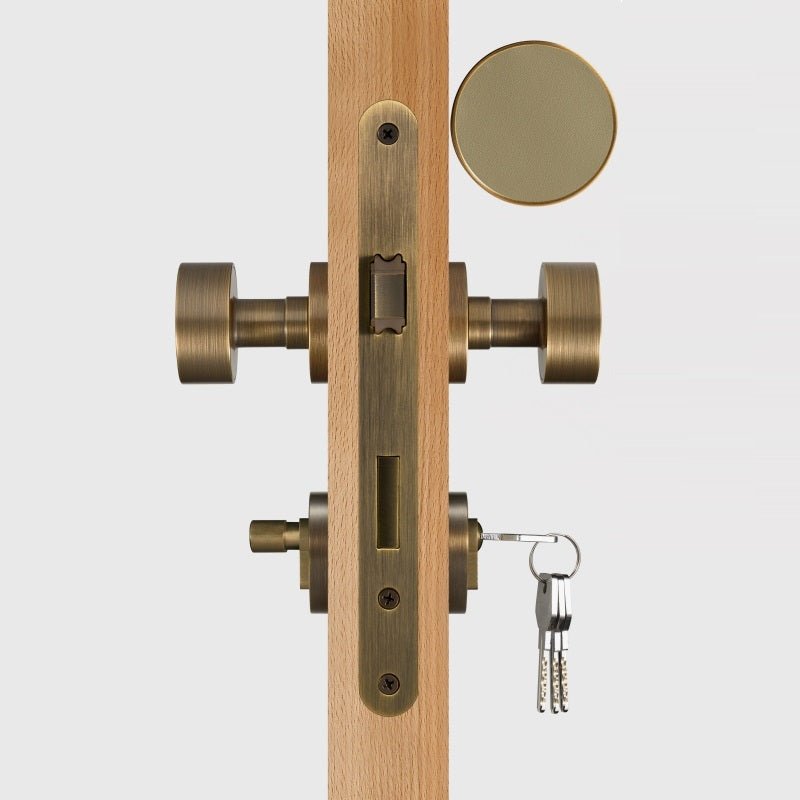 FERN Solid Brass & Leather Door Knob – Antique Brass