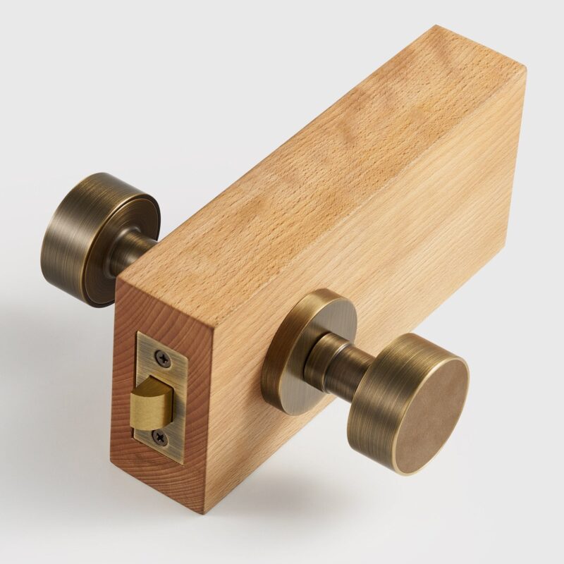 FERN Solid Brass & Leather Door Knob – Antique Brass