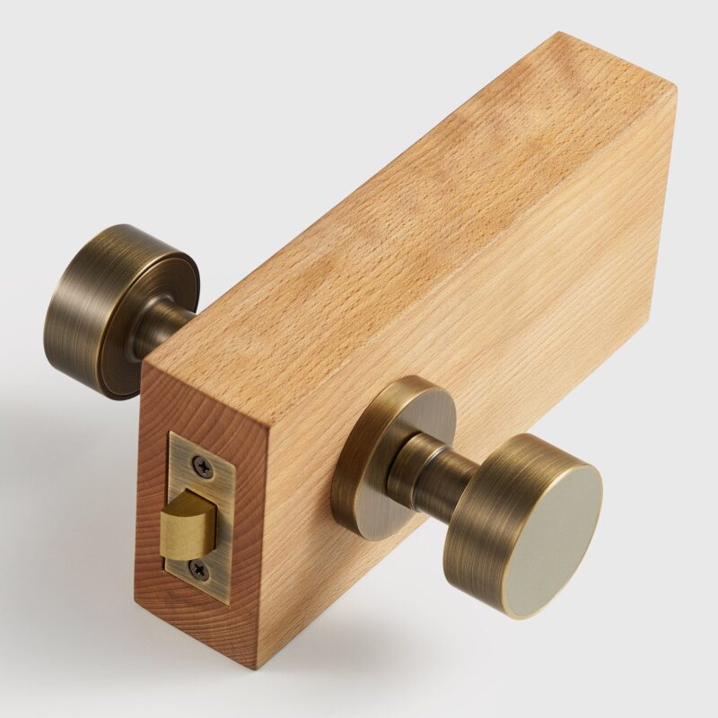 FERN Solid Brass & Leather Door Knob – Antique Brass