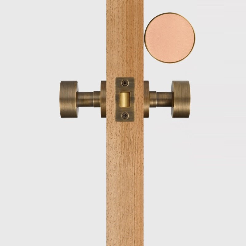 FERN Solid Brass & Leather Door Knob – Antique Brass