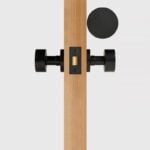 FERN Solid Brass & Leather Door Knob – Matte Black