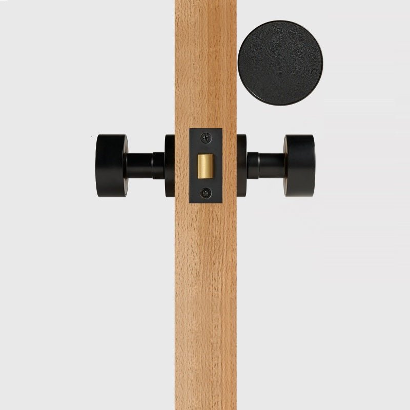 FERN Solid Brass & Leather Door Knob – Matte Black