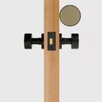 FERN Solid Brass & Leather Door Knob – Matte Black