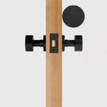 FERN Solid Brass & Leather Door Knob – Matte Black