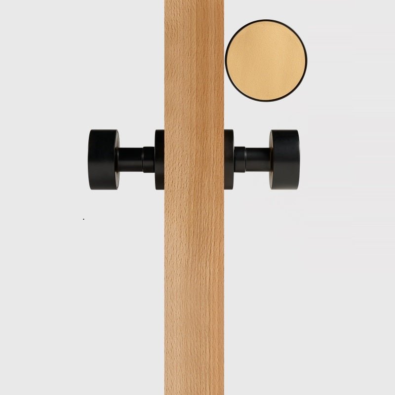 FERN Solid Brass & Leather Door Knob – Matte Black