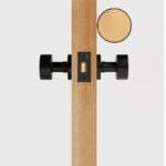 FERN Solid Brass & Leather Door Knob – Matte Black